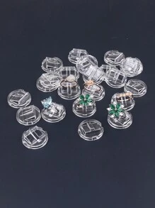 10/20/50/100pcs Plastic Square & Round Mini Ring Display Holders Back To School - Clear - View 7