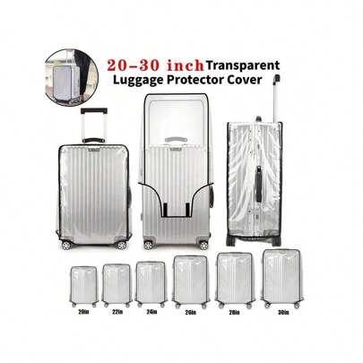 Housse de bagage transparente en PVC pour valise de 20 à 30 pouces, protecteur de sac de voyage imperméable avec design anti-glissement/anti-chute/anti-rayure/anti-poussière. Housse de protection pour valise pour les vacances, les voyages essentiels, les accessoires de voyage, les sacs pour l'école, les accessoires scolaires.