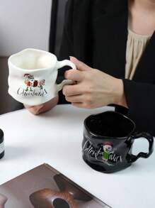 1 件不对称形状马克杯，有趣的圣诞礼物，创意陶瓷杯，大容量，适合咖啡、牛奶、甜点，圣诞节返校礼物 - 彩色 - 查看 6