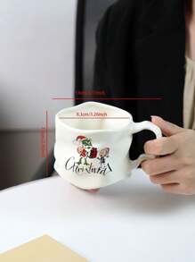1 件不对称形状马克杯，有趣的圣诞礼物，创意陶瓷杯，大容量，适合咖啡、牛奶、甜点，圣诞节返校礼物 - 彩色 - 查看 2