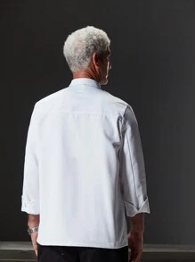 Premium Custom Chef Jacket, Waterproof And Dirt-Resistant, Wear-Resistant And Skin-Friendly, Classic Design, For Catering, Bakery, Hotel Kitchen, Restaurant, Cafeteria, Western Restaurant, Long Sleeve Chef Uniform, Unisex, Autumn, Winter, Spring - White - View 8