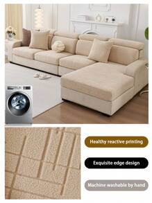 1 件防水防滑沙发座套，简约现代风格的弹性沙发套，宠物友好型纯色，适用于 L 形组合沙发和 1/2/3/4 座沙发（单独出售） - 卡其色 - 查看 9
