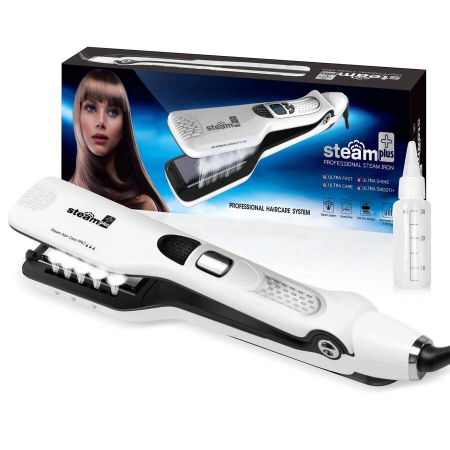Professional Hair Straightener With Steam Comb, With 5 Spray Holes, Scald Protection, Automatic Temperature Lock Function
