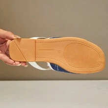 Dép xỏ ngón đế bằng cho nữ, dép lê cổ điển thời trang cho nữ - Màu xanh lam - Xem 5