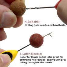 5x Carp Fishing Tool Baiting Needle Stainless Steel Bait Drill Pop Up Boilie Rigs  Splicing Needle Carp Hook Link Making Tools