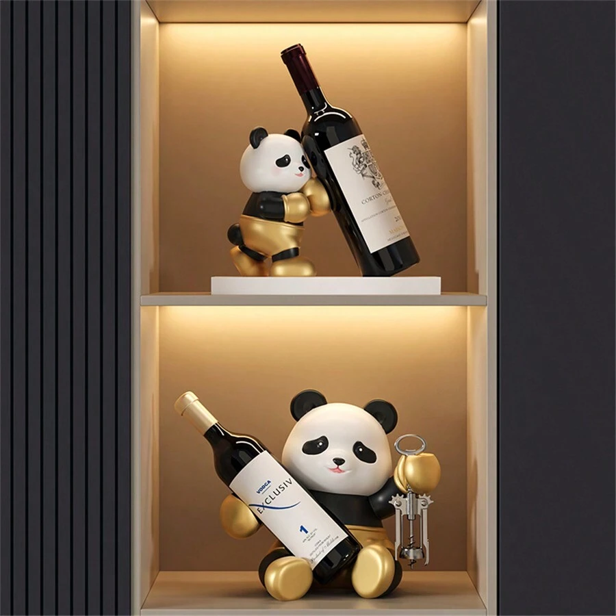1pc Light Luxury Style Wine Rack Wine Bottle Holder Decorative Panda Shape Home Tabletop Decoration - Multicolor - View 1