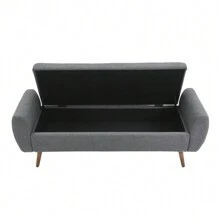 LIVINGANDHOME Living And Home Linen Upholstered Storage Bench - 151cm W x 47cm D x 55cm H  Grey - View 9