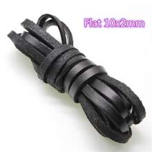 2Meters /Lot Black Color Real Genuine Leather Cord 2 3 4 5 6 8 Mm Round Flat Leather Rope String Fit Necklace Bracelet DIY Jewelry Making - Star - View 27