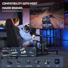 Minneer Driving Simulator Cockpit With Monitor Stand & Red Seat Fit For G923 G920 T500,T3PA/TGT,Racing Bracket Steering Wheel Stand Stable & Strong,Wheel And Pedals Not Included - Red - View 3