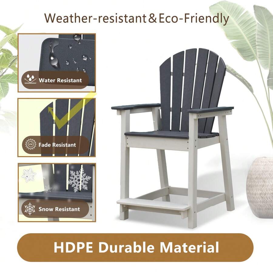 All Weather Sturdy Tall Adirondack Chair With Low Maintenance,Outdoor