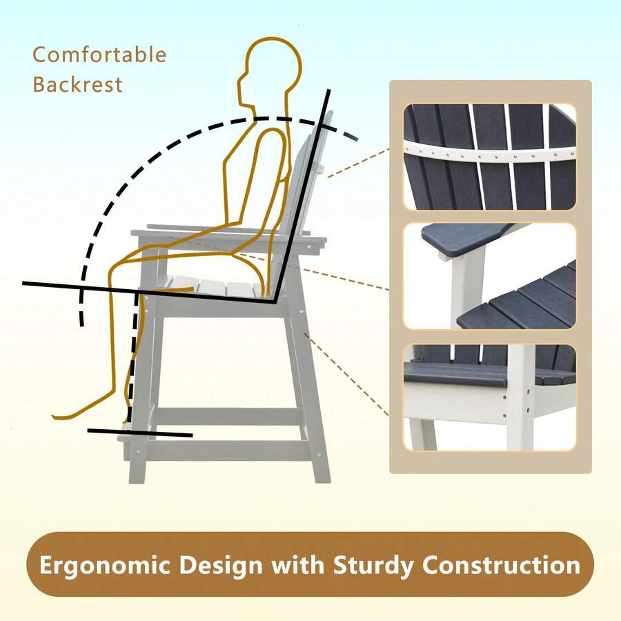 All Weather Sturdy Tall Adirondack Chair With Low Maintenance,Outdoor