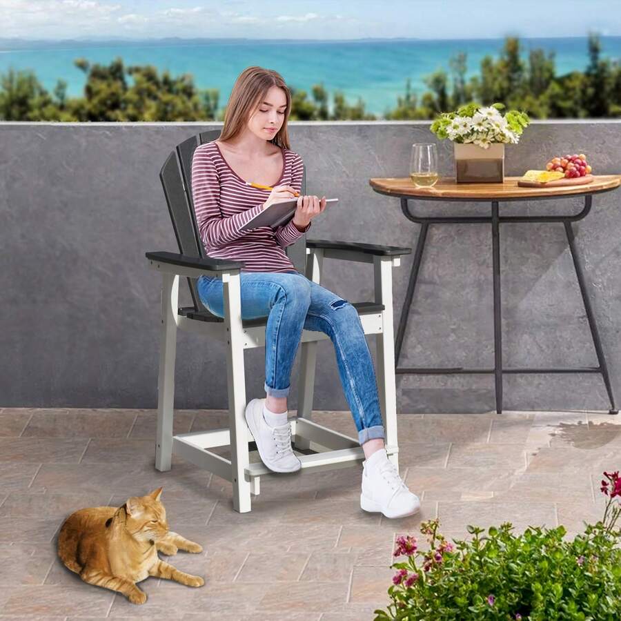 All Weather Sturdy Tall Adirondack Chair With Low Maintenance,Outdoor