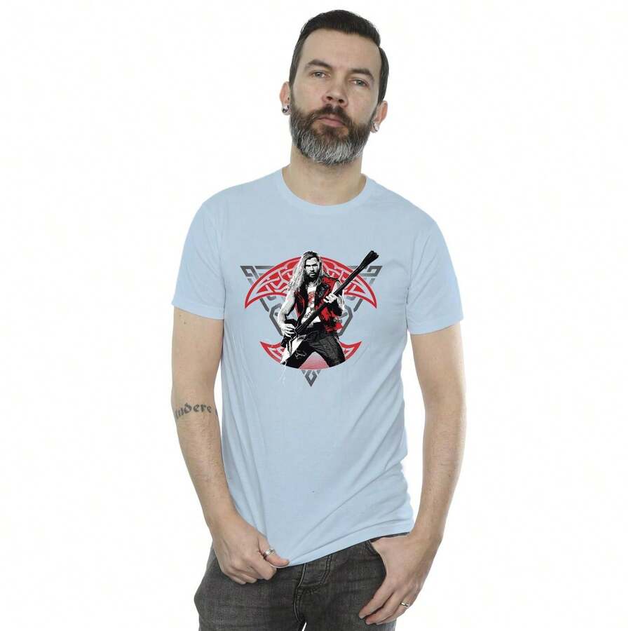 Marvel Mens Thor Love And Thunder Solo Guitar T-Shirt (Baby Blue) - Màu xanh nhạt - Xem 1
