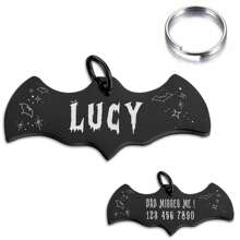 1pc Customized Engraved Bat-Shaped Pet ID Tag - Personalized Halloween Theme Pattern Dog And Cat Name Tag, Stainless Steel Collar Pendant - Anti-Lost Keychain, Engraved With Name And Contact Information - Colorful Fashion Outdoor Pet Accessory - Perfect Gift For Pet Safety - Multicolor - View 13