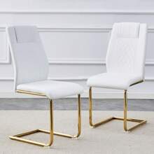 MUUOKY Dining Chairs Set Of 6, Modern Kitchen Dining Room Chairs With Gold Electroplated Metal Legs, Kitchen Chairs For Living Room, Upholstered Dining Side Chairs With Faux Leather Cushion Seat, Modern Minimalist, Comfortable, Easy To Clean, Furniture, Chair, Christmas Decor, Christmas Decorations, Christmas Gifts, Christmas Home, Christmas Decor Home, Kitchen, Kitchen Accessories