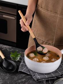 Zestaw 5 szt./zestaw, zestaw silikonowych przyborów kuchennych, zestaw przyborów kuchennych, zestaw przyborów kuchennych, zestaw przyborów kuchennych z powłoką nieprzywierającą i drewnianą rączką, zmywalne, nowoczesne naczynia kuchenne, akcesoria kuchenne, gadżety kuchenne, niezbędne artykuły kuchenne (ciemnoszary)