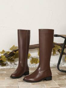 Modische knöchelhohe Stiefel für Damen, schwarze Stiefel mit seitlichem Reißverschluss, runde Zehenpartie, dicker Absatz, vielseitig und bequem als Winter Reitstiefel