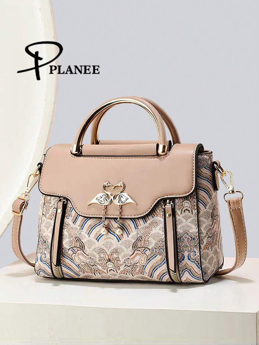 Bolso cuadrado pequeño con solapa de unicolor para mujer, bolso de hombro, bolso cruzado de moda mini, cartera de hombro con hebilla decorativa para mujer, bolso pequeño - Multicolor - Ver 1