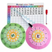 Aprende la multiplicación con un juego de giro, juguete educativo de matemáticas para niños, juego de lectura, tablero de borrado en seco, tabla de multiplicar, juguete educativo para el desarrollo de habilidades matemáticas de los niños, reforzar técnicas de cálculo, práctica matemática de cálculo rápido para el aula o la escolarización en casa - Multicolor - Ver 6