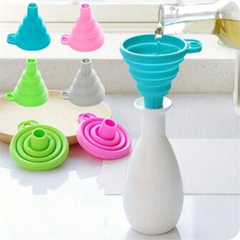 2 件装硅胶折叠漏斗 - 迷你可折叠厨房工具，适用于水、液体和油 - 公寓和宿舍必备小工具