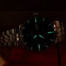 GUANQIN 1 件防水夜光手表，配备 Miyota8205 机械机芯，双日历表盘，耐磨不锈钢表带，时尚商务奢华经典休闲自动上链男士自动机械表，适合节日、约会、商务、礼物 - 藍色 - 查看 9