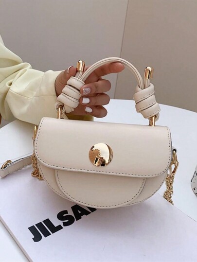 Mini Chain Flap Saddle Bag, Fashion Business Casual Bag For Women, Perfect For Office, Business And Work