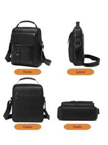 Depbag Men's Casual Messenger Bag Medium Crossbody Strap Side Modern Shoulder Bag Fashion Stylish Executive Social Spacious Adjustable Stylish Lined Everyday Travel Work Cell Phone Holder Shoulder Bag Crossbody Zipper Closure - màu đen - Xem 2