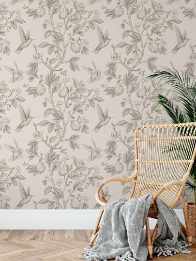 Hummingbird Lemon Tree Peel Stick Wallpaper 44.96cm 6.5/9.8' Removable, Waterproof Vinyl Mural Elegante Home