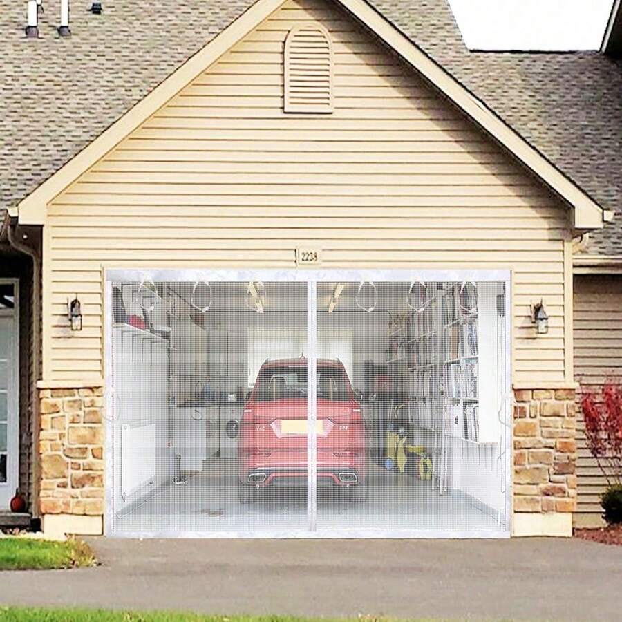 Garage Screen Door For 2 Car Garage 16x8ft, Durable Heavy Duty