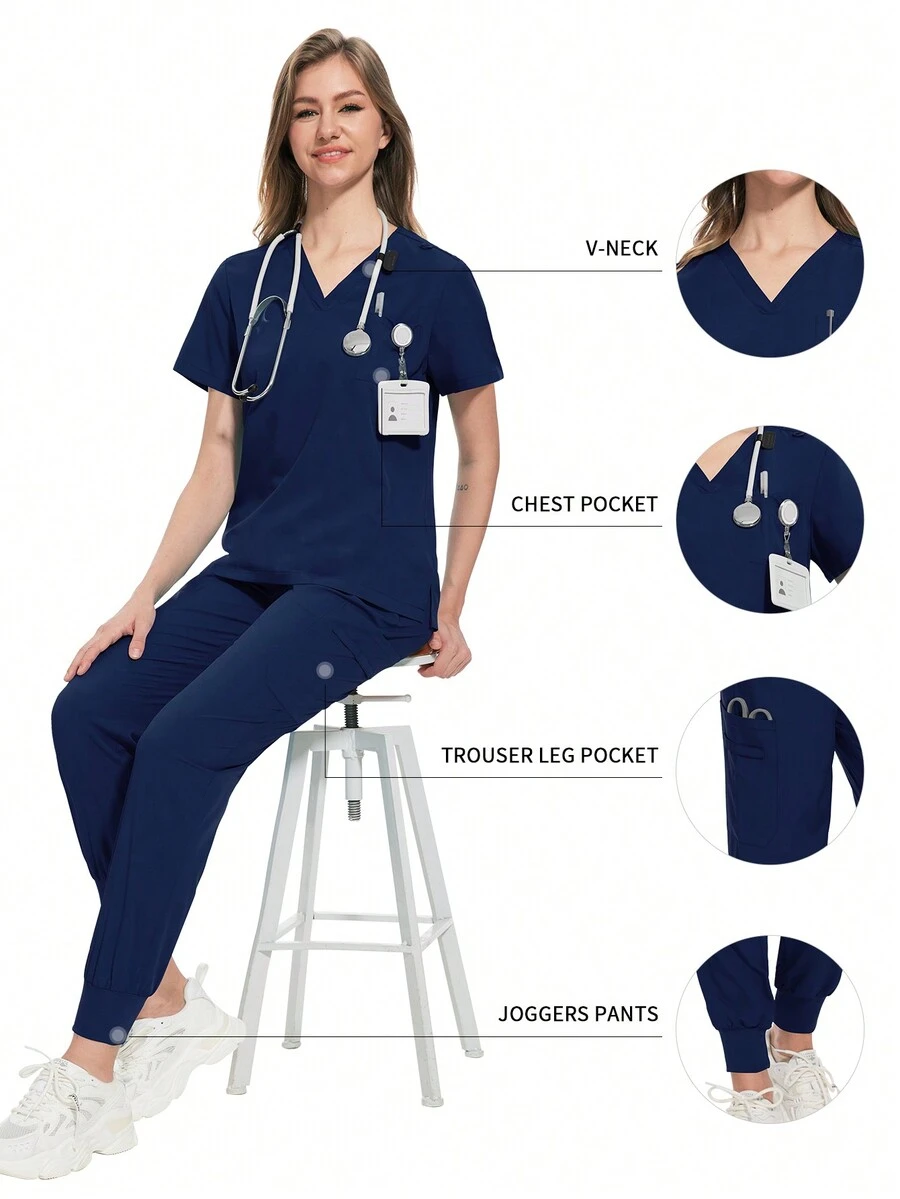 Scrubs Women Beauty SPA Uniform Pet Clinic Store Veterinary Dentistry Work Clothes Set Nurse Scrubs Set Soft Hospital Uniform