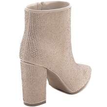 Electric Rhinestone Ankle Boots With Block Heel – Bold Sparkle And Luxurious Finish - Gold - View 4