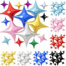 1/6/12 件 10/26 英寸星形气球，银色、金色、紫色、黑色、红色、蓝色、绿色、粉色四角星形氦气聚酯薄膜铝箔气球主题派对用品装饰生日派对、订婚婚礼、情人节、新娘送礼会、单身派对、节日、周年纪念 - 彩色 - 查看 2