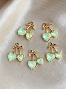 樱桃形水钻装饰吊坠，适用于耳环、项链、手链、脚链、装饰链、DIY 珠宝配件 - 彩色 - 查看 3