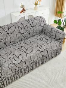 1PC Printed Skirt Sofa Cover Hight Elastic Sofa Covers Santi-Dirty Modern Sofa Slipcovers Simple Style Sofas Set For Living Room Bedroom Outdoor Sofa Protective Cover L Shape Combination Chaise Longue 1/2/3/4 Seater Cushion Covers Home Decoration Sofa Couch
