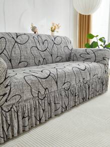 1PC Printed Skirt Sofa Cover Hight Elastic Sofa Covers Santi-Dirty Modern Sofa Slipcovers Simple Style Sofas Set For Living Room Bedroom Outdoor Sofa Protective Cover L Shape Combination Chaise Longue 1/2/3/4 Seater Cushion Covers Home Decoration Sofa Couch