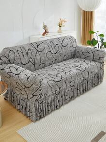 1PC Printed Skirt Sofa Cover Hight Elastic Sofa Covers Santi-Dirty Modern Sofa Slipcovers Simple Style Sofas Set For Living Room Bedroom Outdoor Sofa Protective Cover L Shape Combination Chaise Longue 1/2/3/4 Seater Cushion Covers Home Decoration Sofa Couch