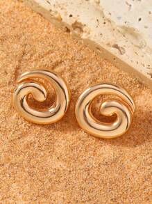 一对时尚夸张金属蜗牛眼耳环