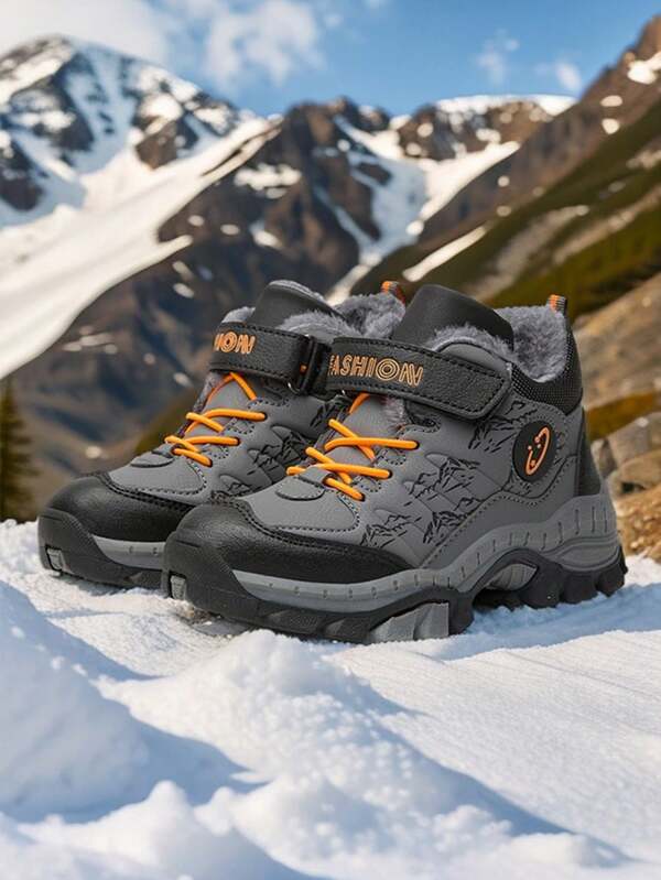 Boys' Winter Shoes, Plush Lined Winter Shoes, Boys' Outdoor Hiking Shoes