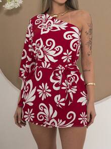 Duna Women's Crossbody Shorts Jumpsuit - 紅色 - 查看 5