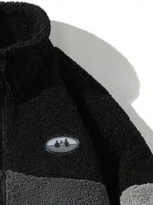 Jaqueta casual de lã Sherpa com blocos de cor para homens no inverno