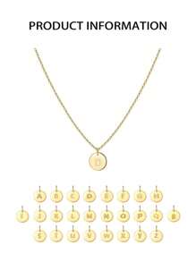 S925 纯银简约字母项链 14k 镀金精致小巧字母吊坠可爱字母名字项链女士简约黄金首饰 - 金黃色 - 查看 6