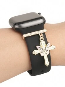 1 件全新卡通设计蝴蝶十字表带饰物装饰环，兼容 Apple 表带配件，兼容 Galaxy 表带系列饰物装饰 - 彩色 - 查看 3