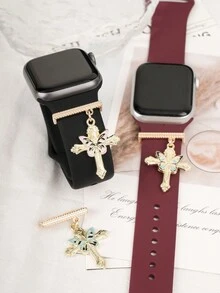 1 件全新卡通设计蝴蝶十字表带饰物装饰环，兼容 Apple 表带配件，兼容 Galaxy 表带系列饰物装饰 - 彩色 - 查看 4