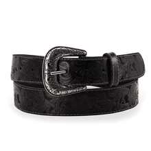 Women's Country Floral Leather Belt With Removable Buckle Floral Print Carved - 黑色 - 查看 2