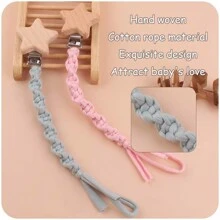 1pc Handmade Cotton Fabric Woven Baby Pacifier Clip