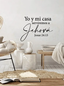 1pc Spanish Bible Verse PVC Home Decoration Stickers For Living Room, Bedroom, Study Room, Porch, Kitchen, Window, Mirror, Stickers, Wall Decal, Vinyl Decal For Home Decorations, Spring Decoration Items Refresh Your Home, Festival Decoration Stickers Gifts Birthday Graduation