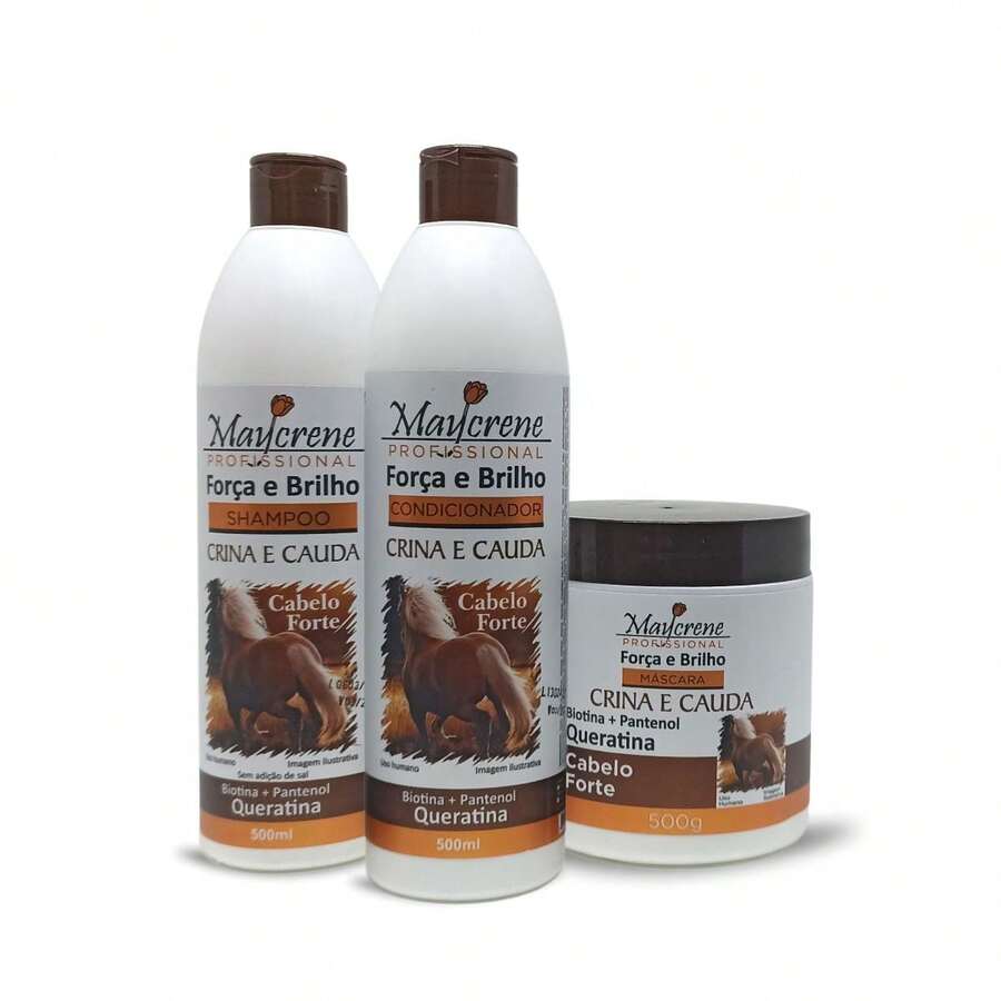 White Mane And Tail Kit With Biotin Stronger And Shinier Hair 3x500ml Maycrene - trắng - Xem 1