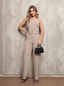 Laris Women's Tailored Set Blouse With Long Trousers - 米色 - 查看 1