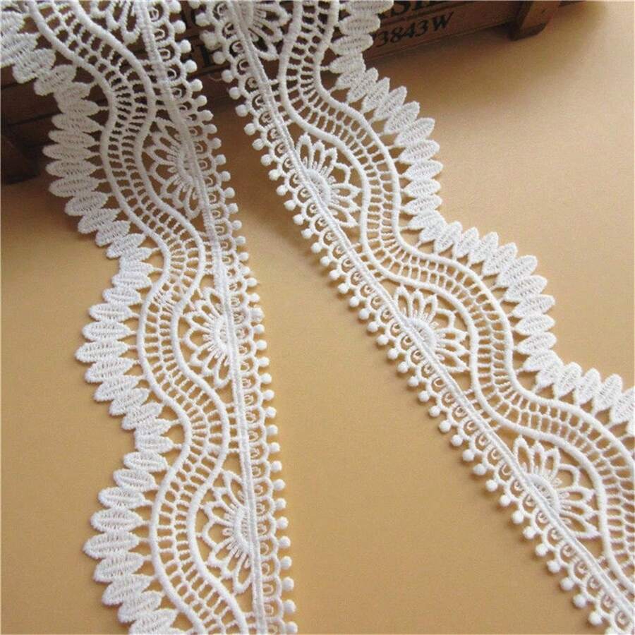 Cinta de encaje de guipur con bordo de estilo vintage de 5,2 cm de ancho, tela bordada, aplicación para coser, artesanía, vestido de novia, fiesta, decoración y adorno de ropa