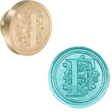 字母系列可拆卸黄铜蜡印章头、祝福和字母组合印章，用于装饰婚礼请柬、信封、节日贺卡和葡萄酒外包装 - 金色 - 查看 16